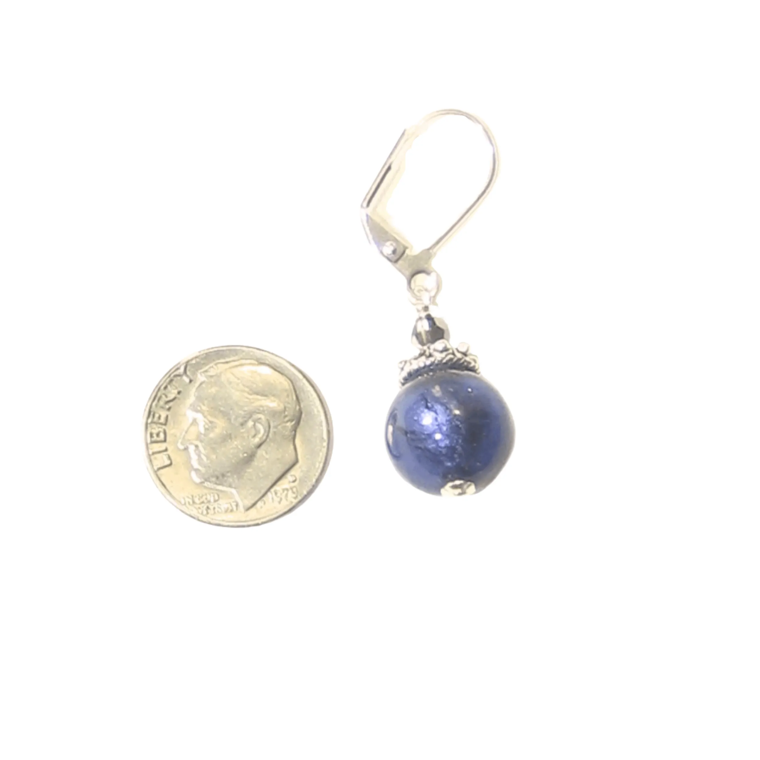 Italian Murano Glass Plum Purple Sterling Silver Earrings