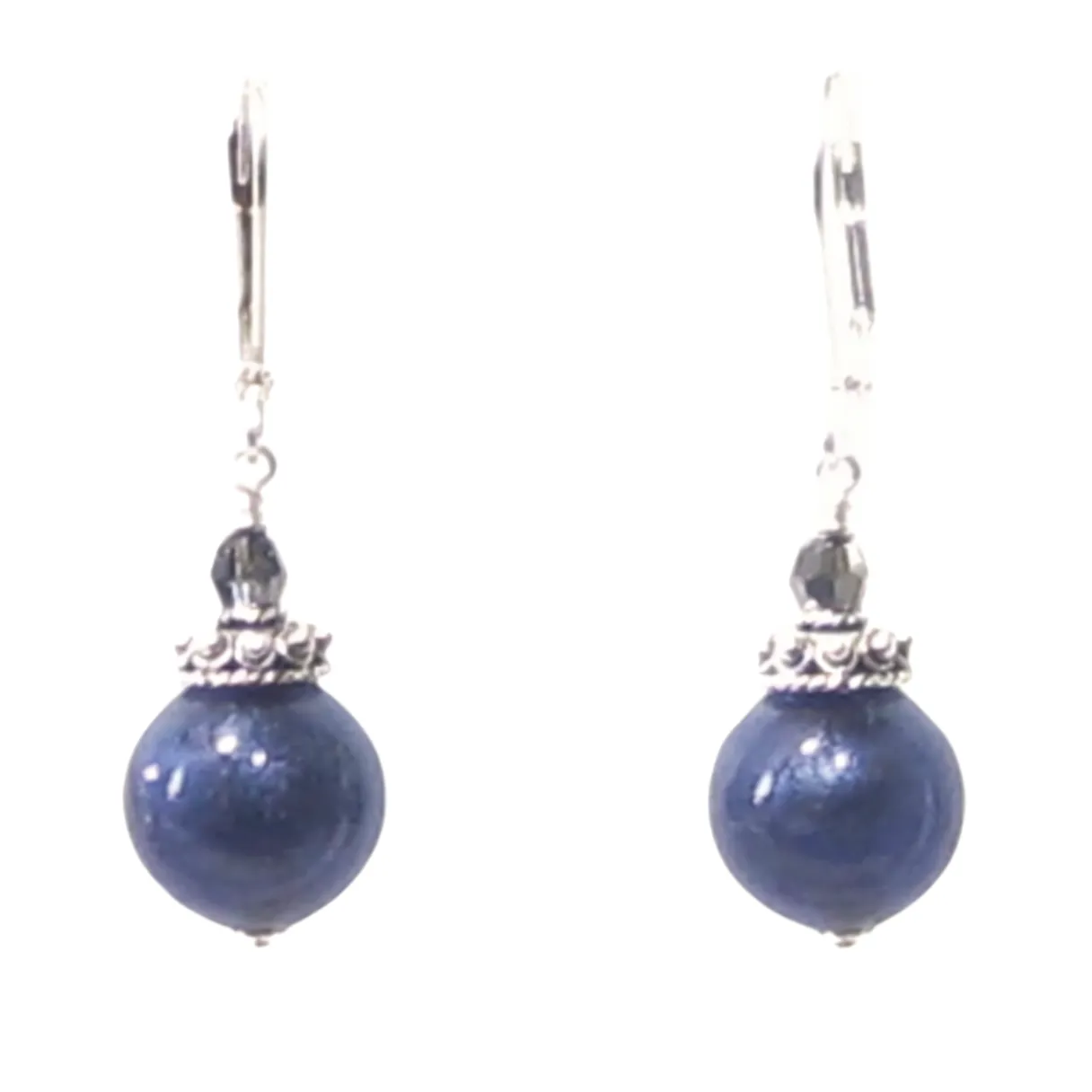 Italian Murano Glass Plum Purple Sterling Silver Earrings