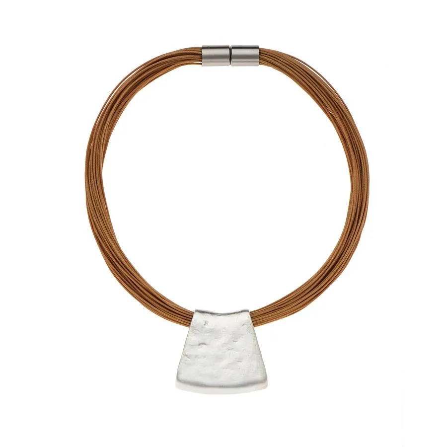 Jessica - Grey cord & 24K gold pendant necklace