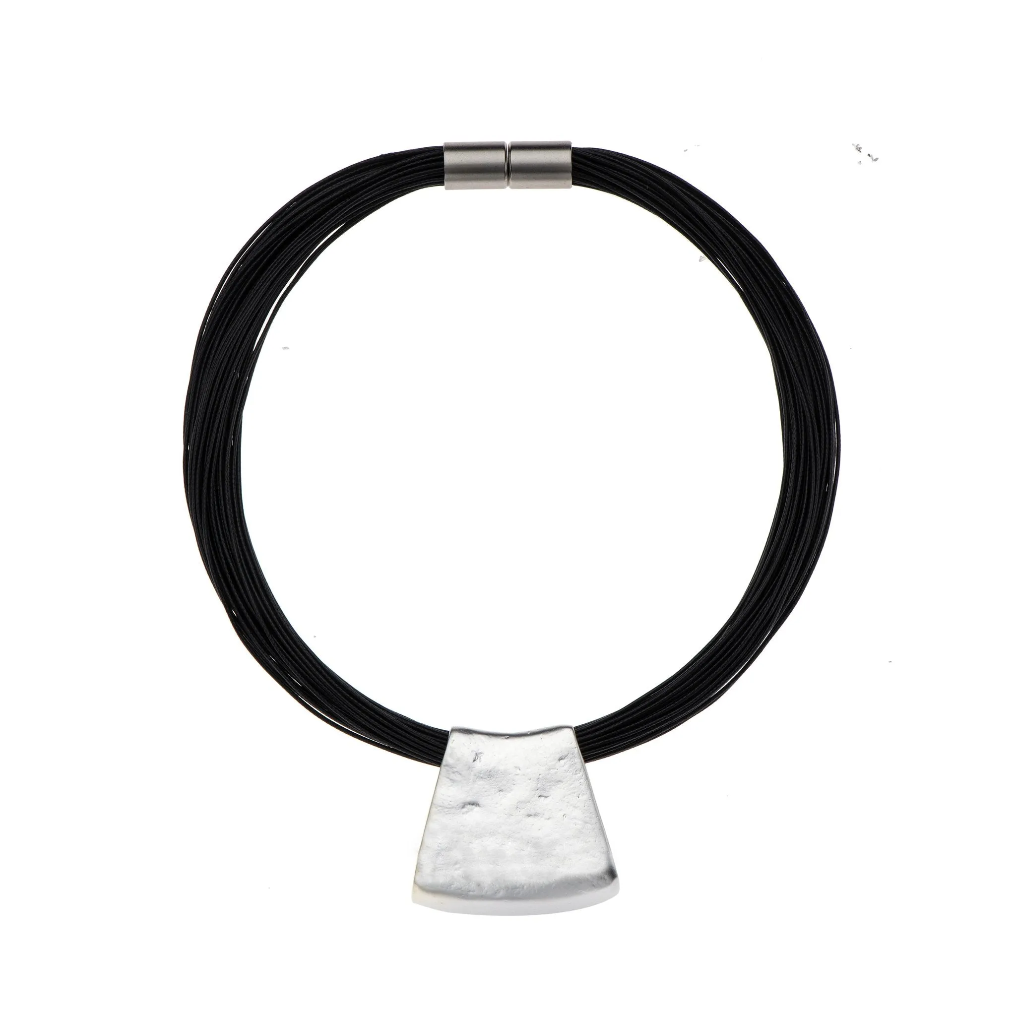 Jessica - Grey cord & 24K gold pendant necklace