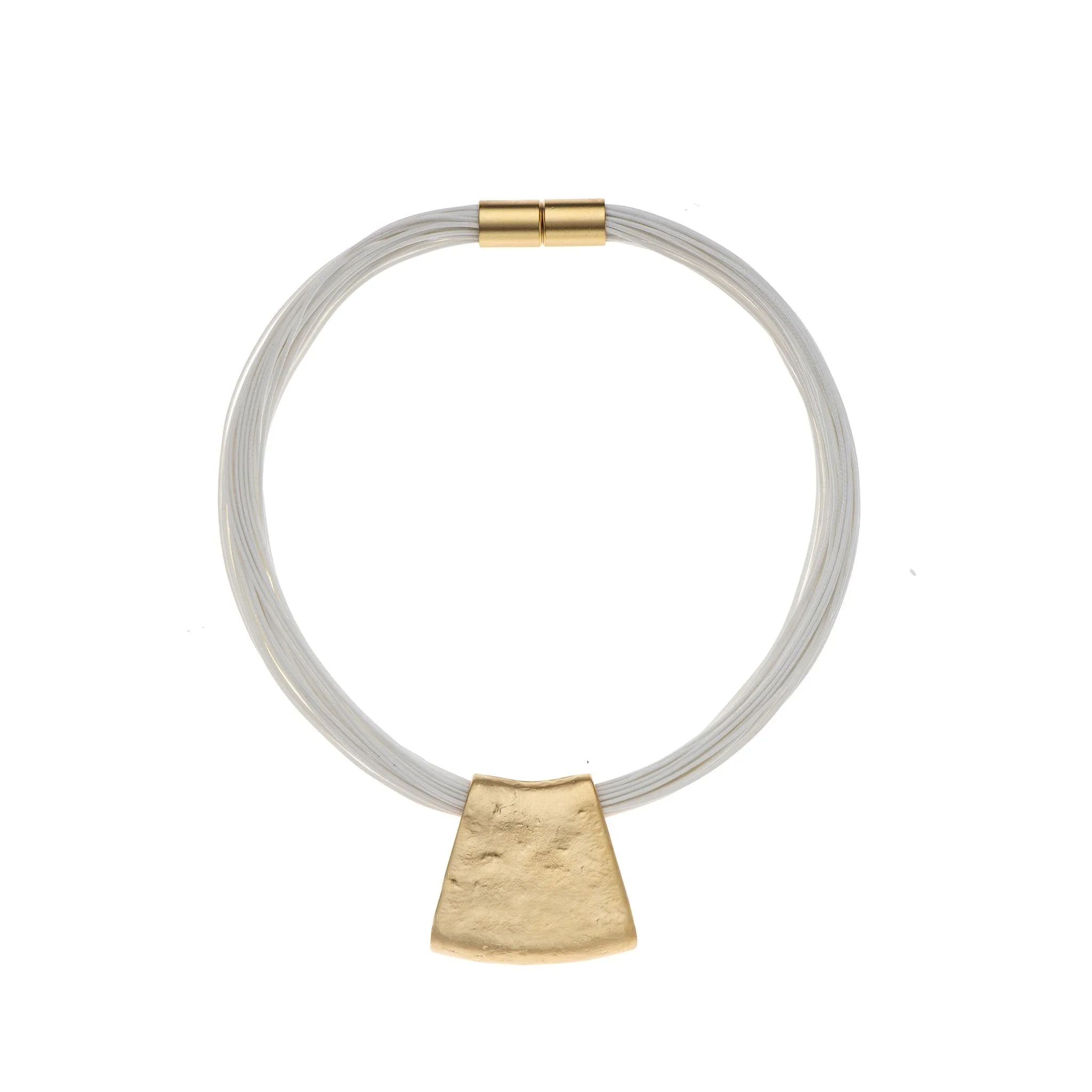 Jessica - Grey cord & 24K gold pendant necklace