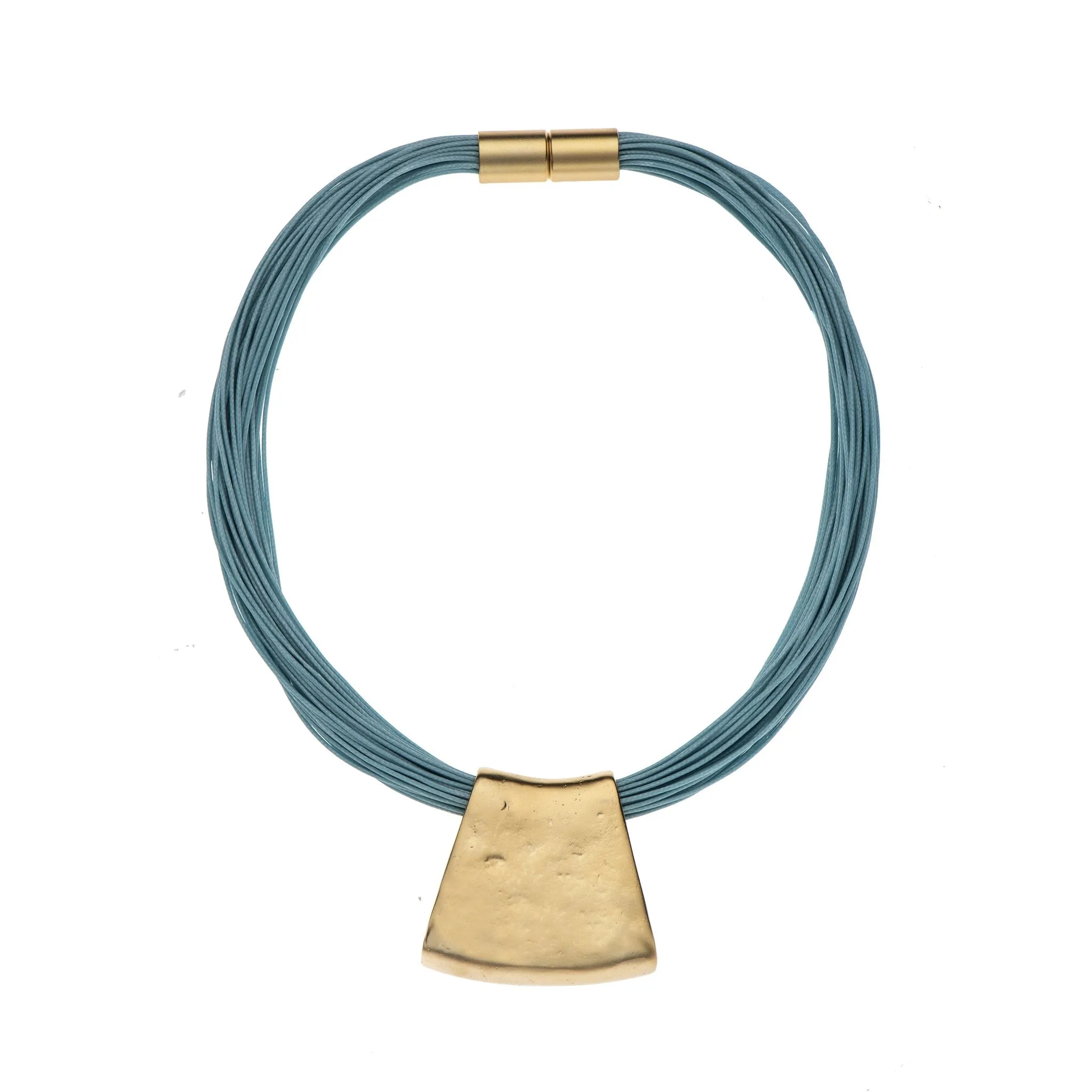 Jessica - Grey cord & 24K gold pendant necklace