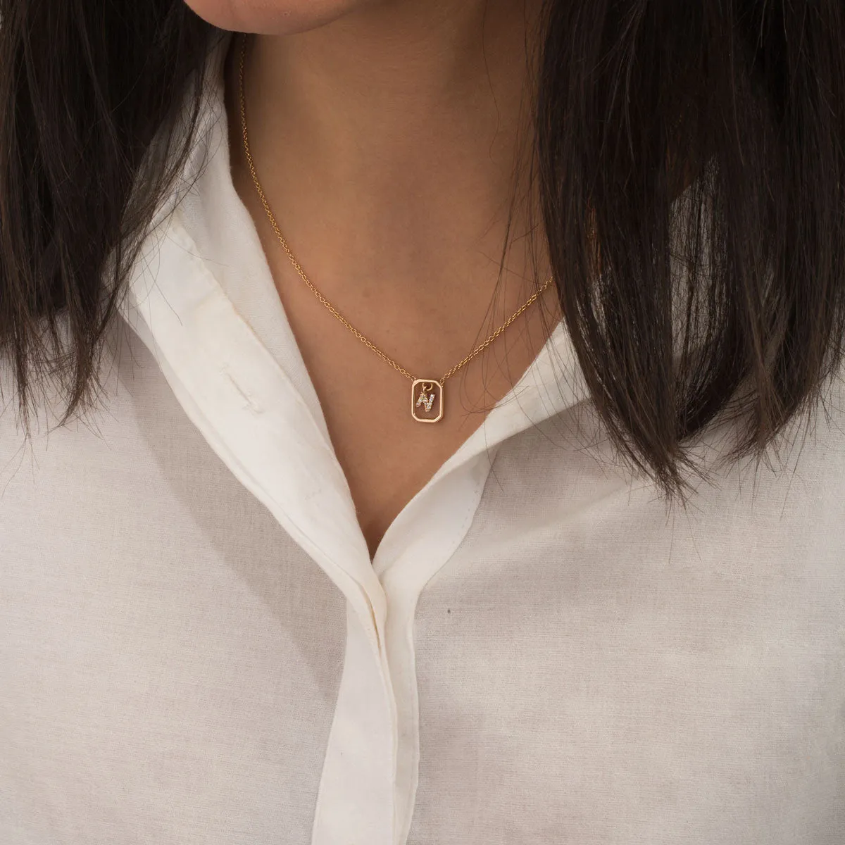 Jeweled Letter N chain Neckless