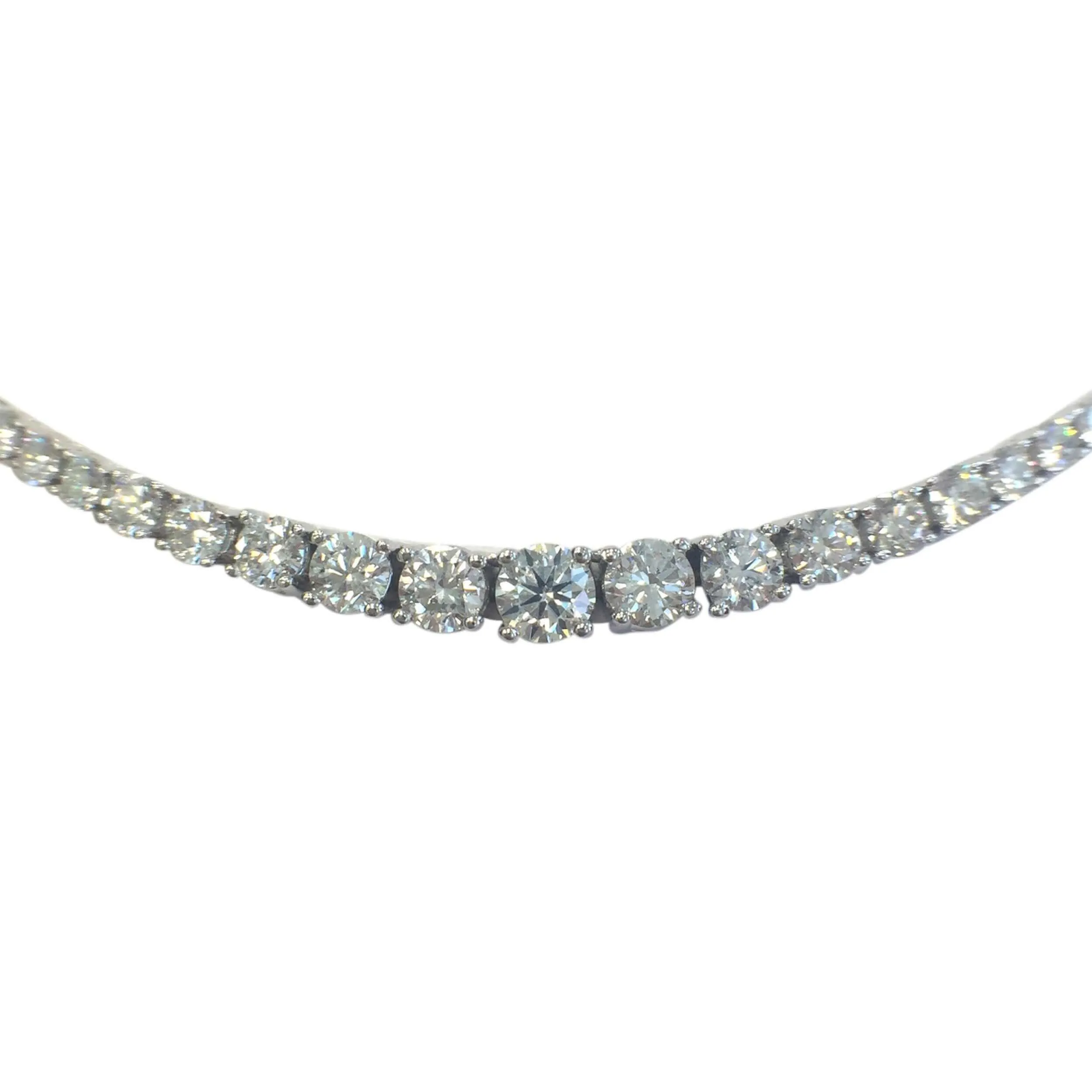 JewelMore 5ct. 14K White Gold 17 "Graduate Diamond Tennis Riviera Necklace(5.00 cttw, H-I Color, I1-I2 Clarity)