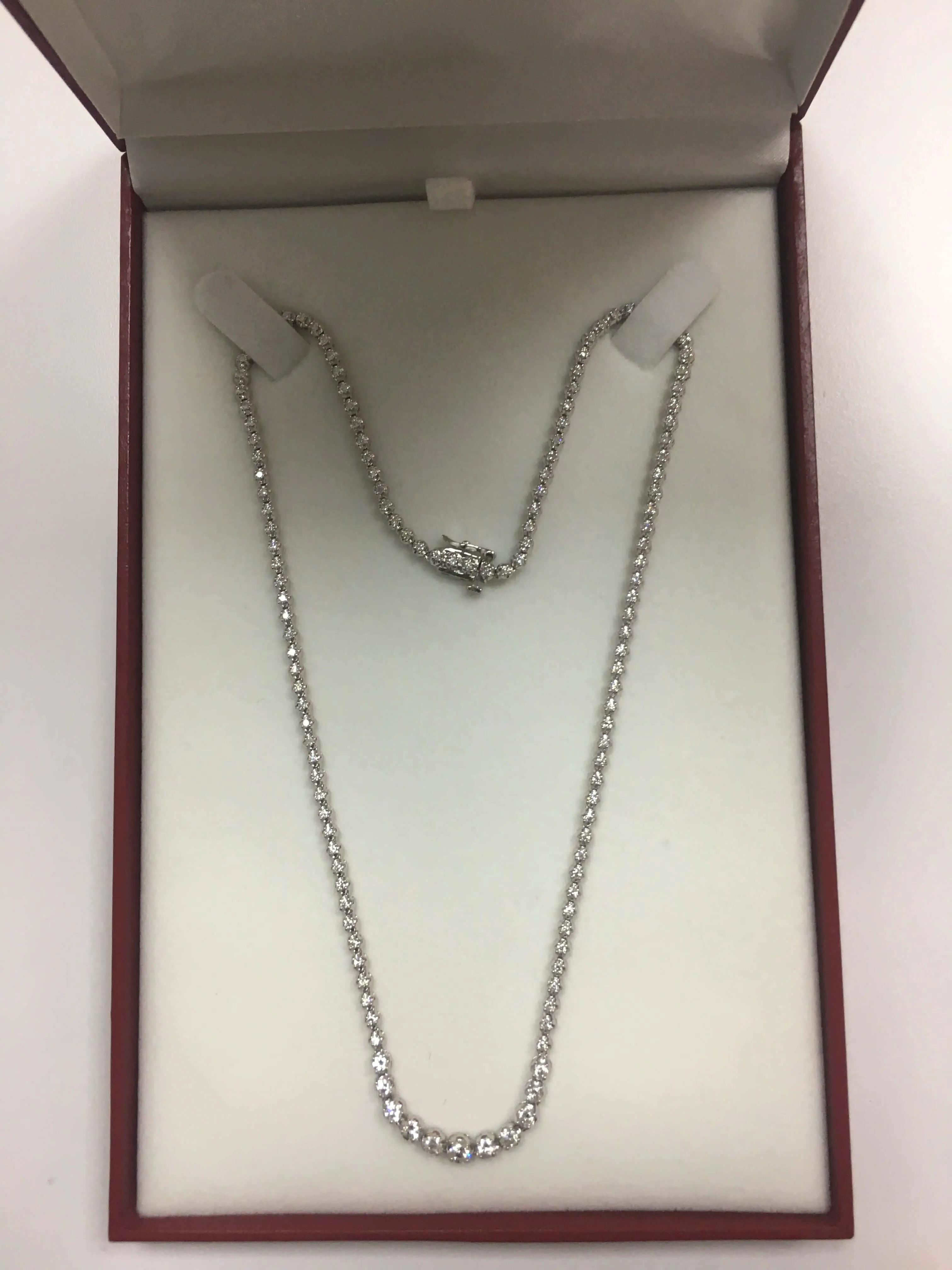 JewelMore 5ct. 14K White Gold 17 "Graduate Diamond Tennis Riviera Necklace(5.00 cttw, H-I Color, I1-I2 Clarity)
