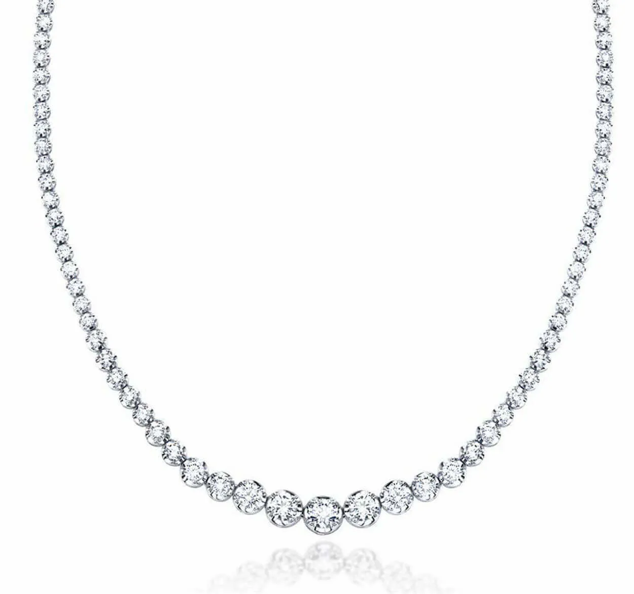 JewelMore 5ct. 14K White Gold 17 "Graduate Diamond Tennis Riviera Necklace(5.00 cttw, H-I Color, I1-I2 Clarity)