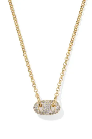 Kendra Scott Bailey Gold Pave Short Pendant Necklace in White Crystal | 9608865755