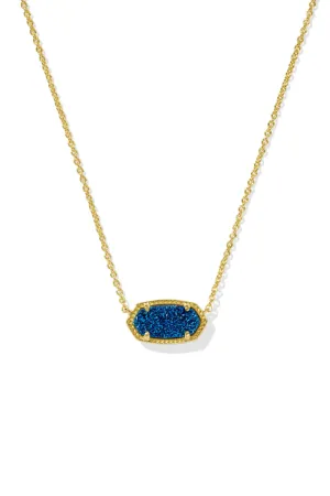 Kendra Scott Elisa Gold Short Pendant Necklace in Blue Drusy | 4217710683
