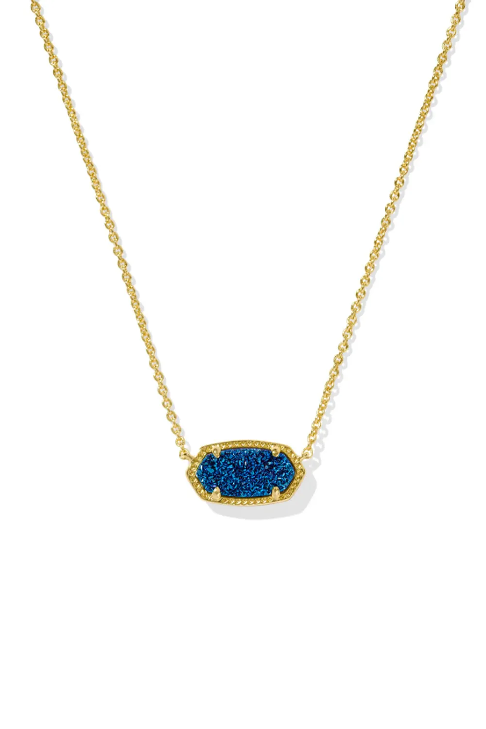 Kendra Scott Elisa Gold Short Pendant Necklace in Blue Drusy | 4217710683