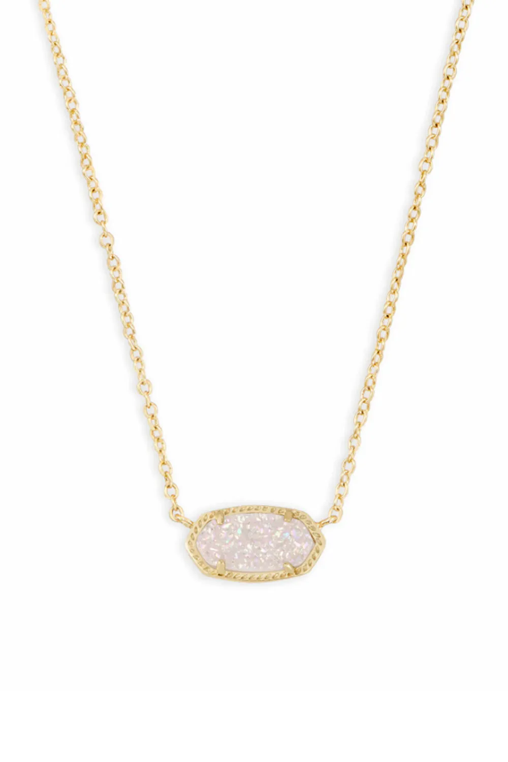 Kendra Scott Elisa Gold Short Pendant Necklace in Iridescent Drusy | 4217709208