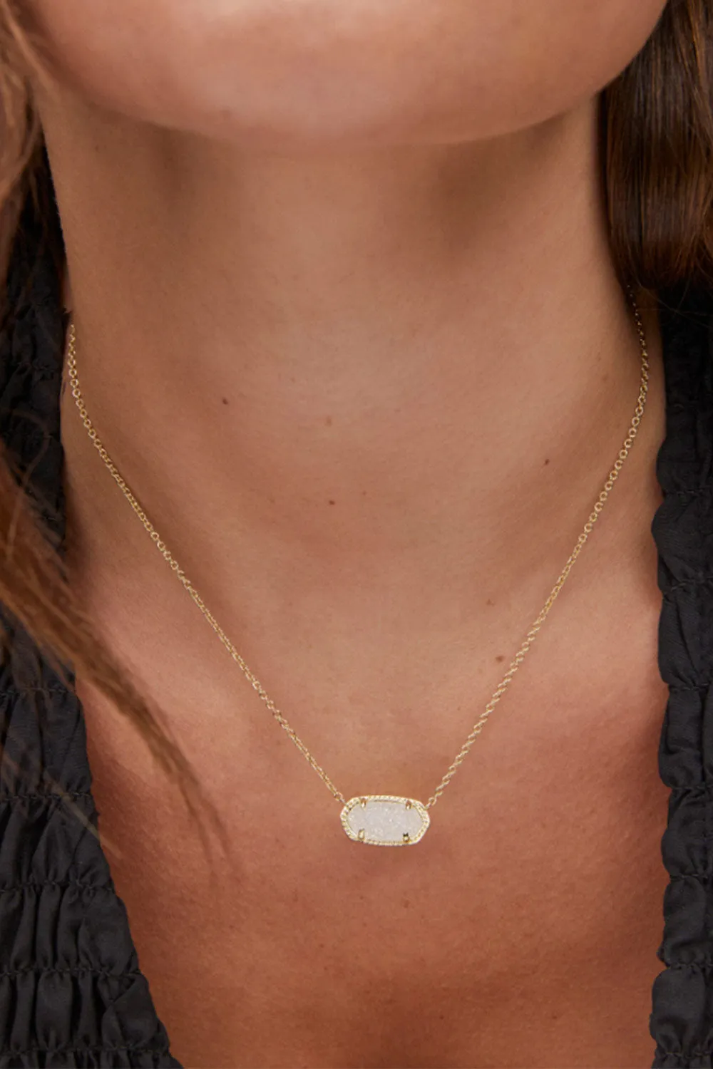 Kendra Scott Elisa Gold Short Pendant Necklace in Iridescent Drusy | 4217709208