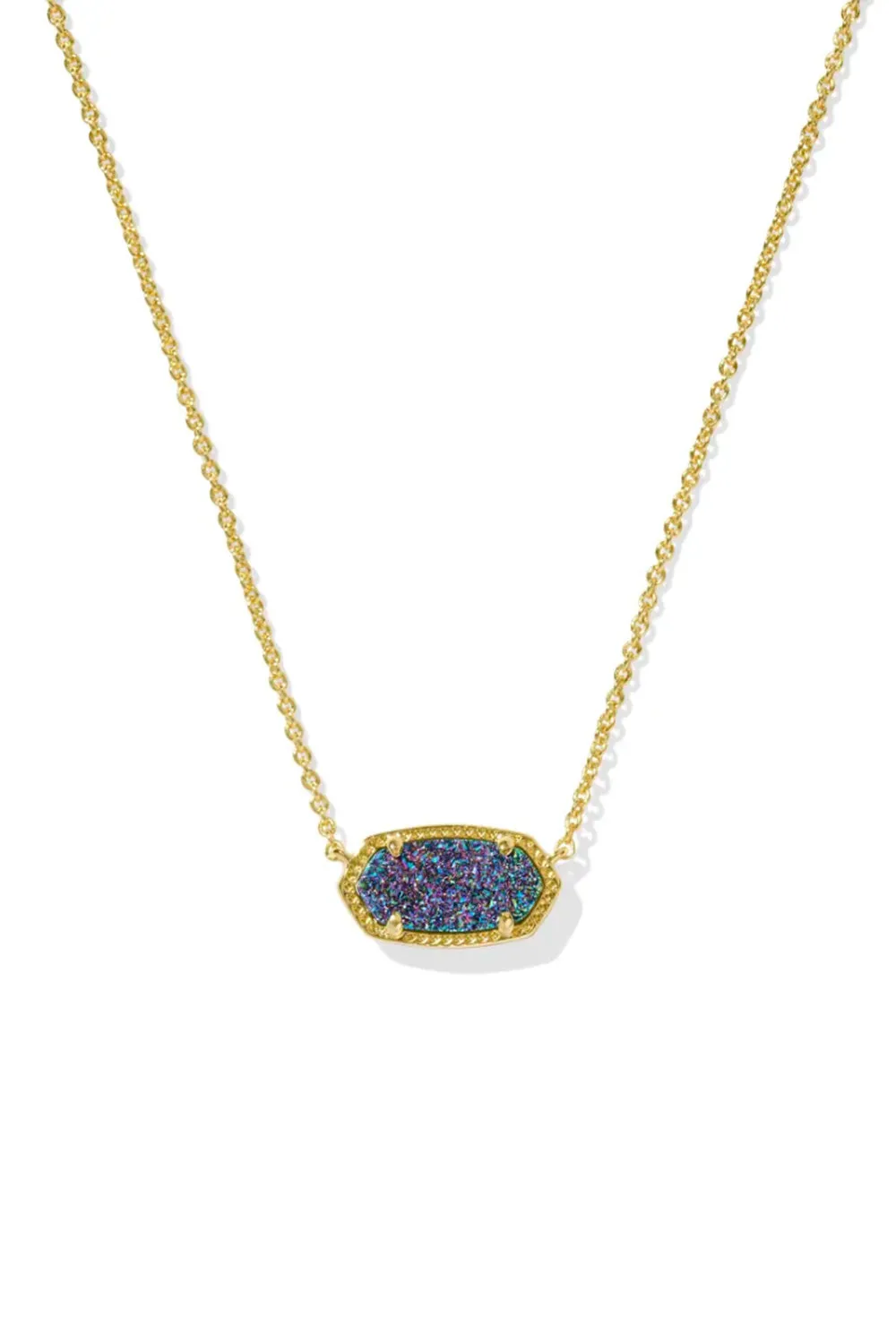 Kendra Scott Elisa Gold Short Pendant Necklace in Multi Drusy | 4217710685