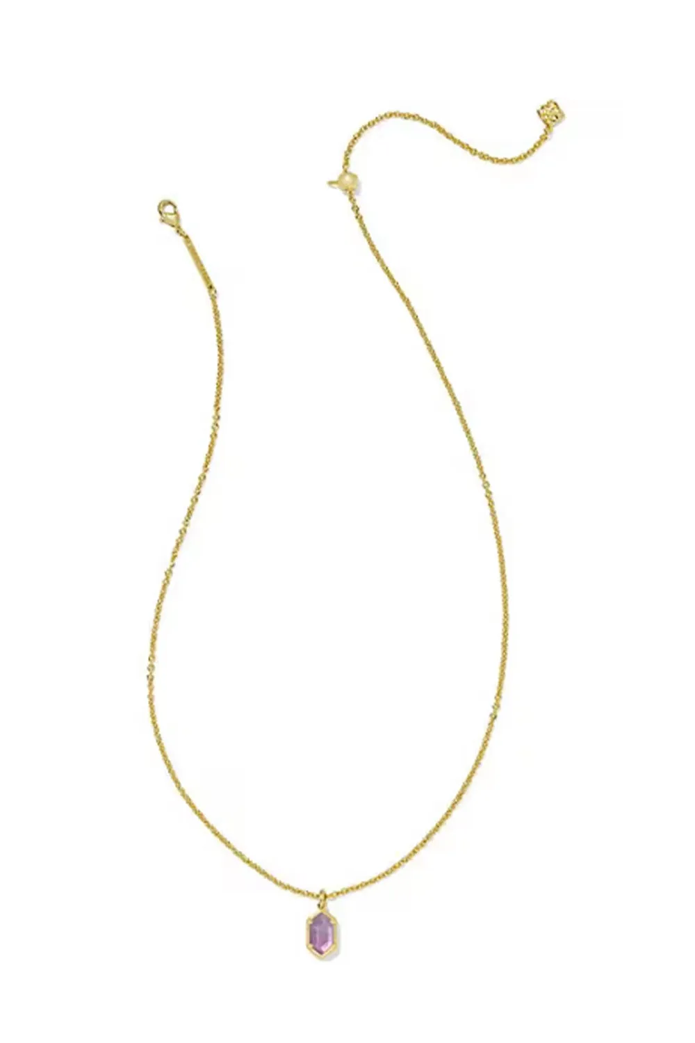 Kendra Scott Hallie Gold Short Pendant Necklace in Purple Watercolor Illusion | 9608873186