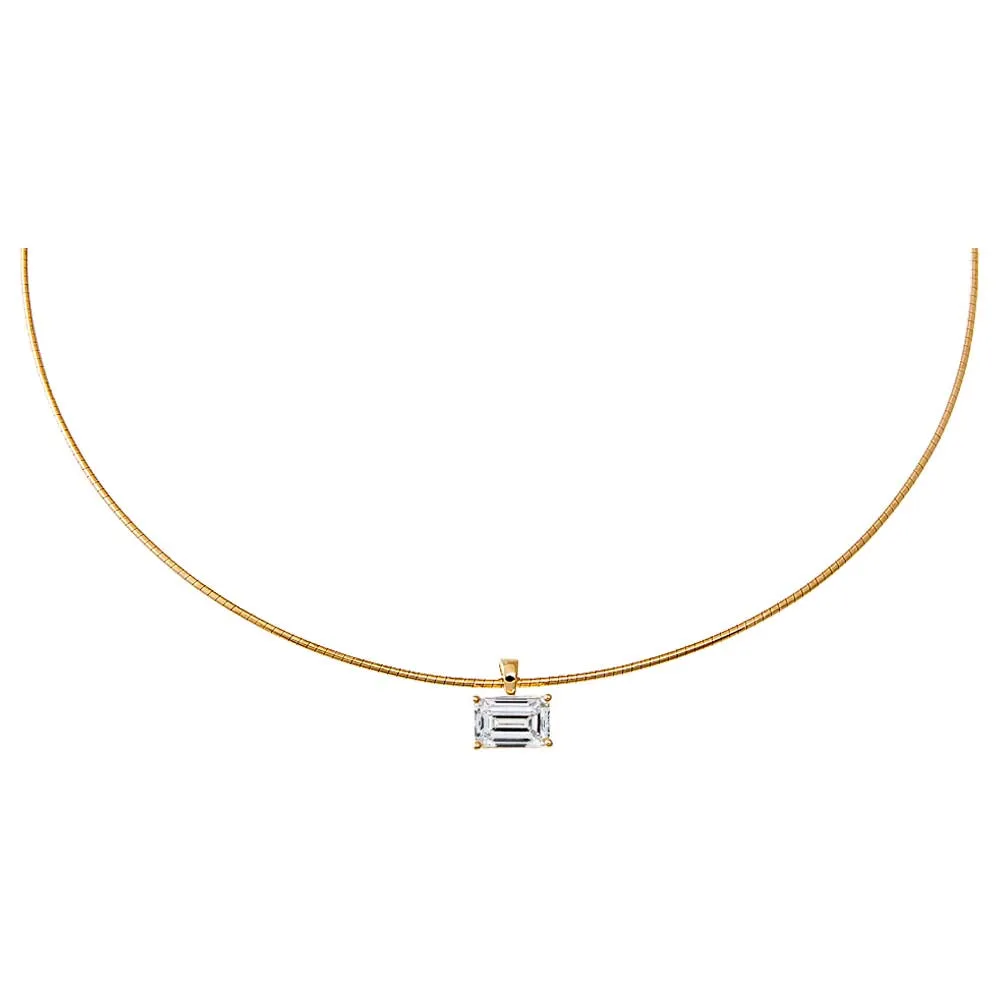 Lab Grown Diamond Emerald Round Omega Chain Necklace 14K