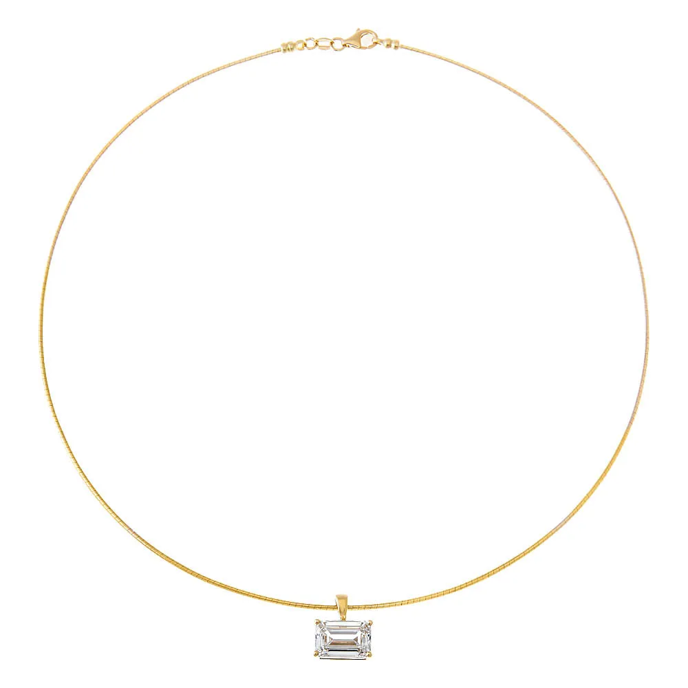 Lab Grown Diamond Emerald Round Omega Chain Necklace 14K