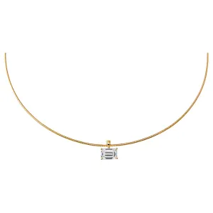 Lab Grown Diamond Emerald Round Omega Chain Necklace 14K