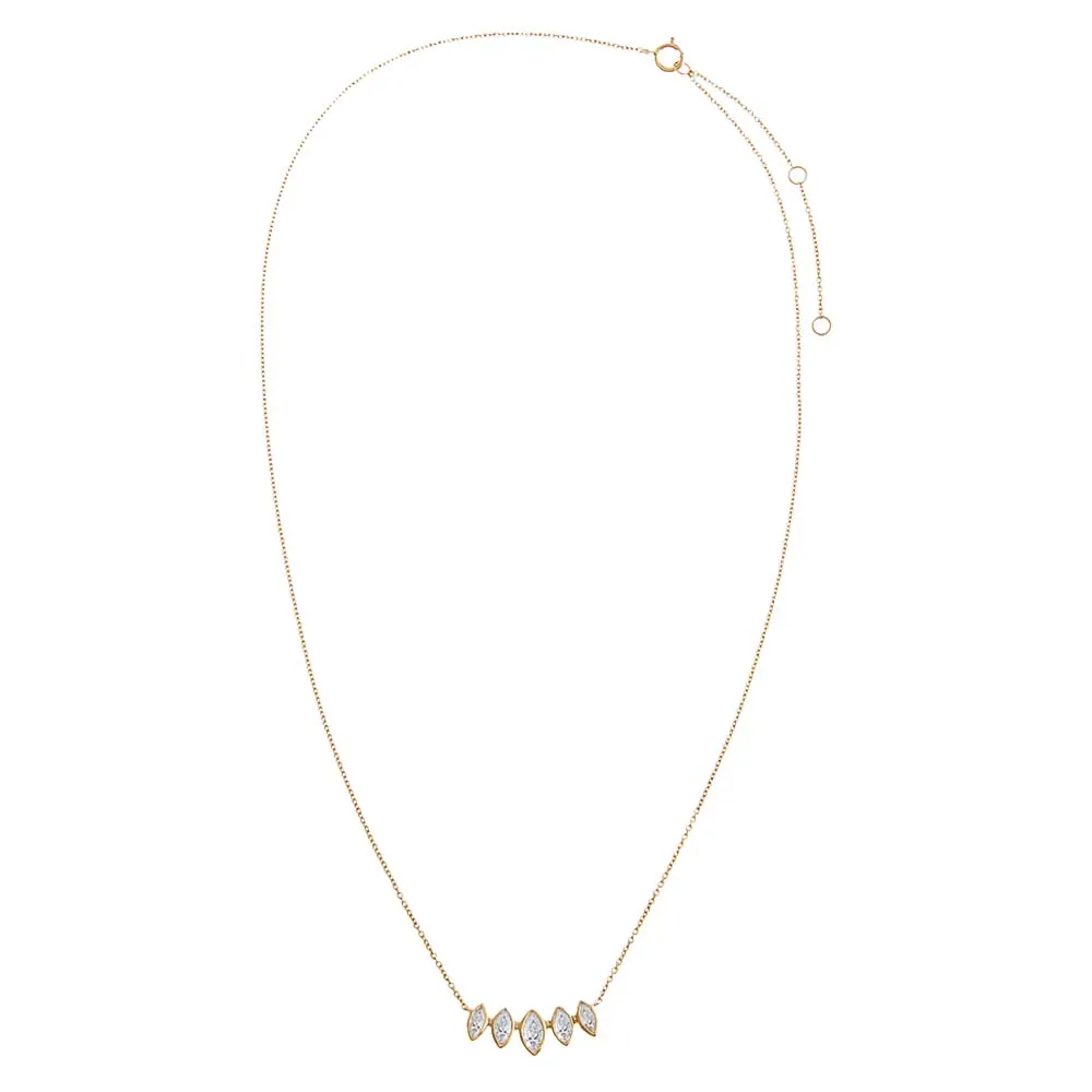 Lab Grown Diamond Marquise Bezel Curved Bar Necklace 14K