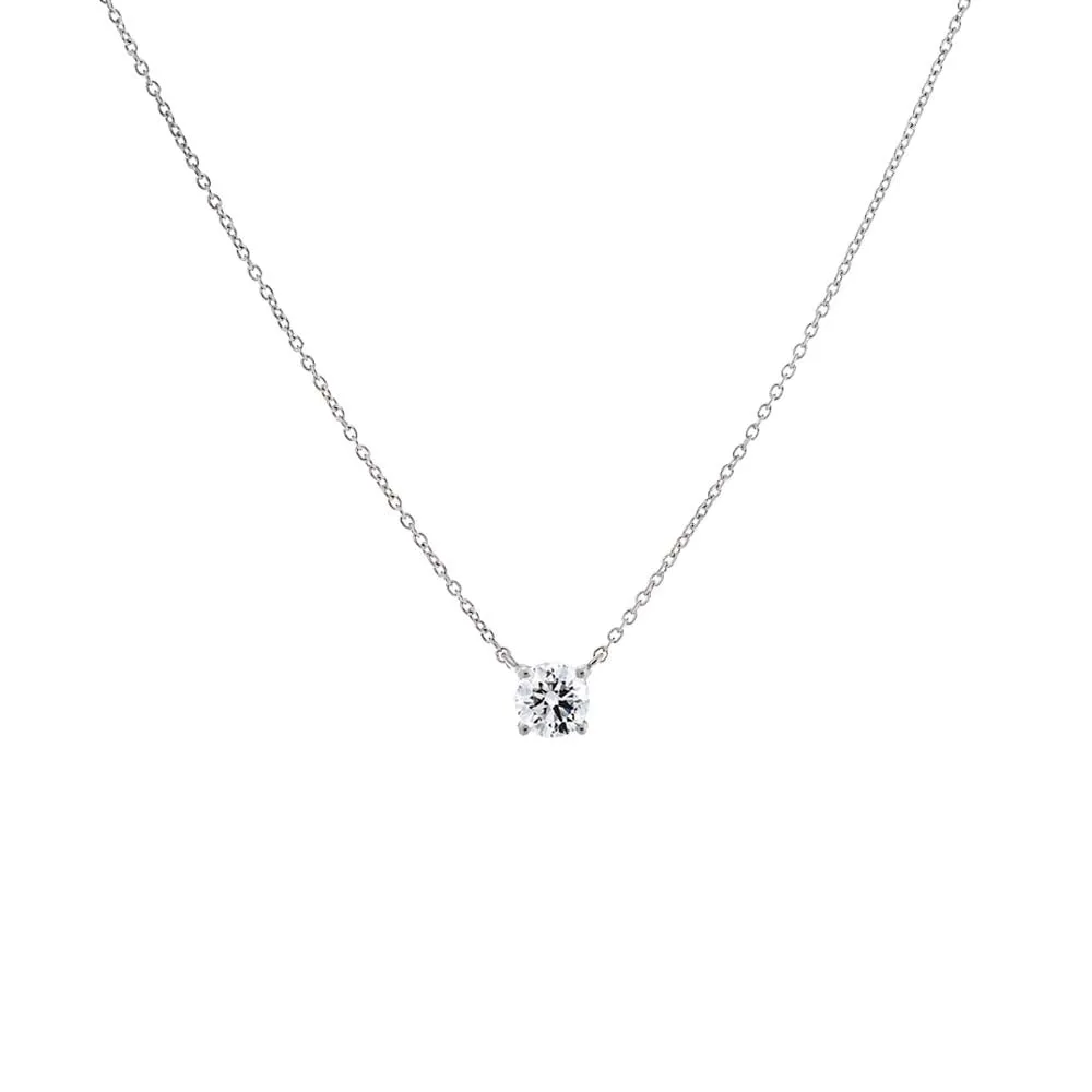 Lab Grown Diamond Round Solitaire Necklace 14K