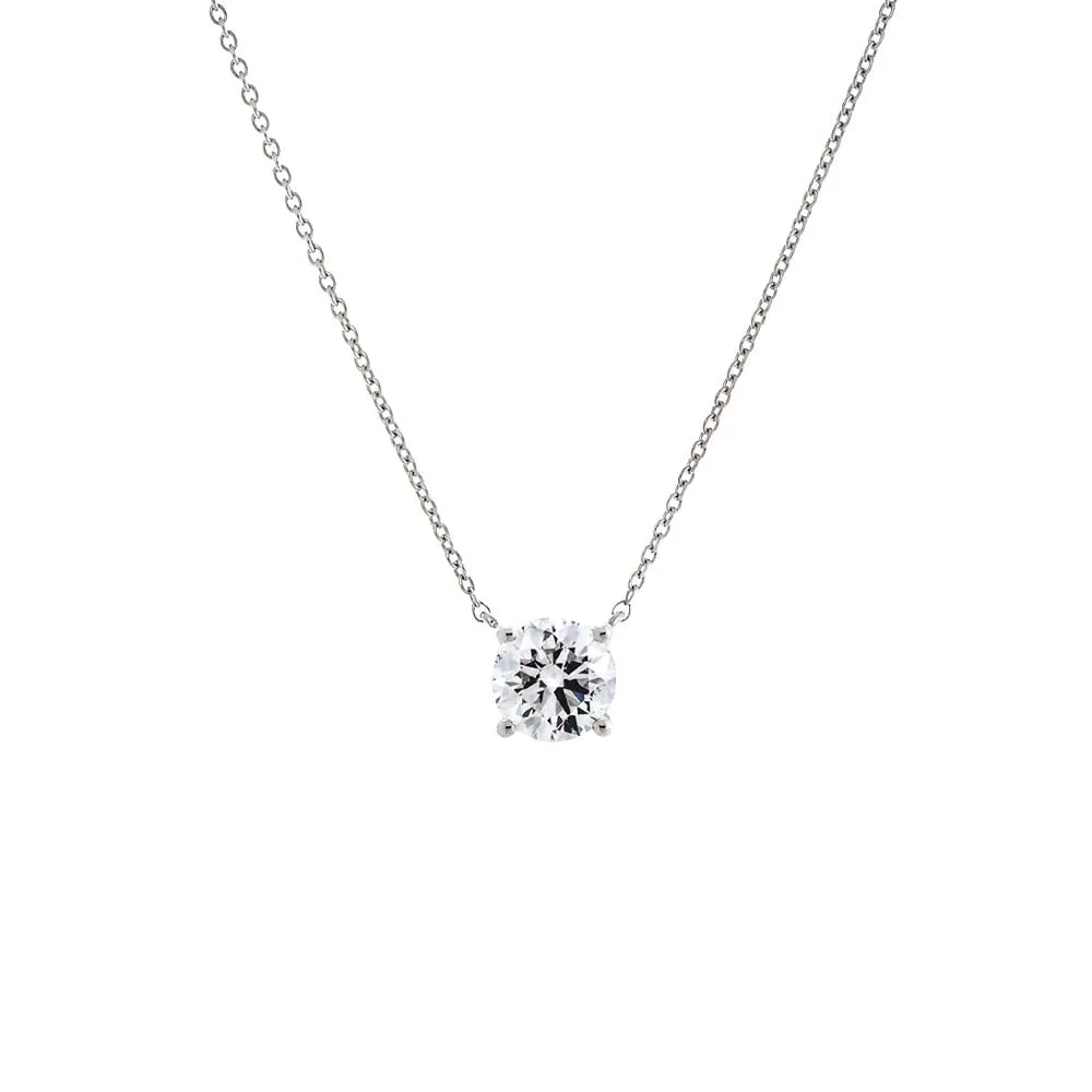 Lab Grown Diamond Round Solitaire Necklace 14K