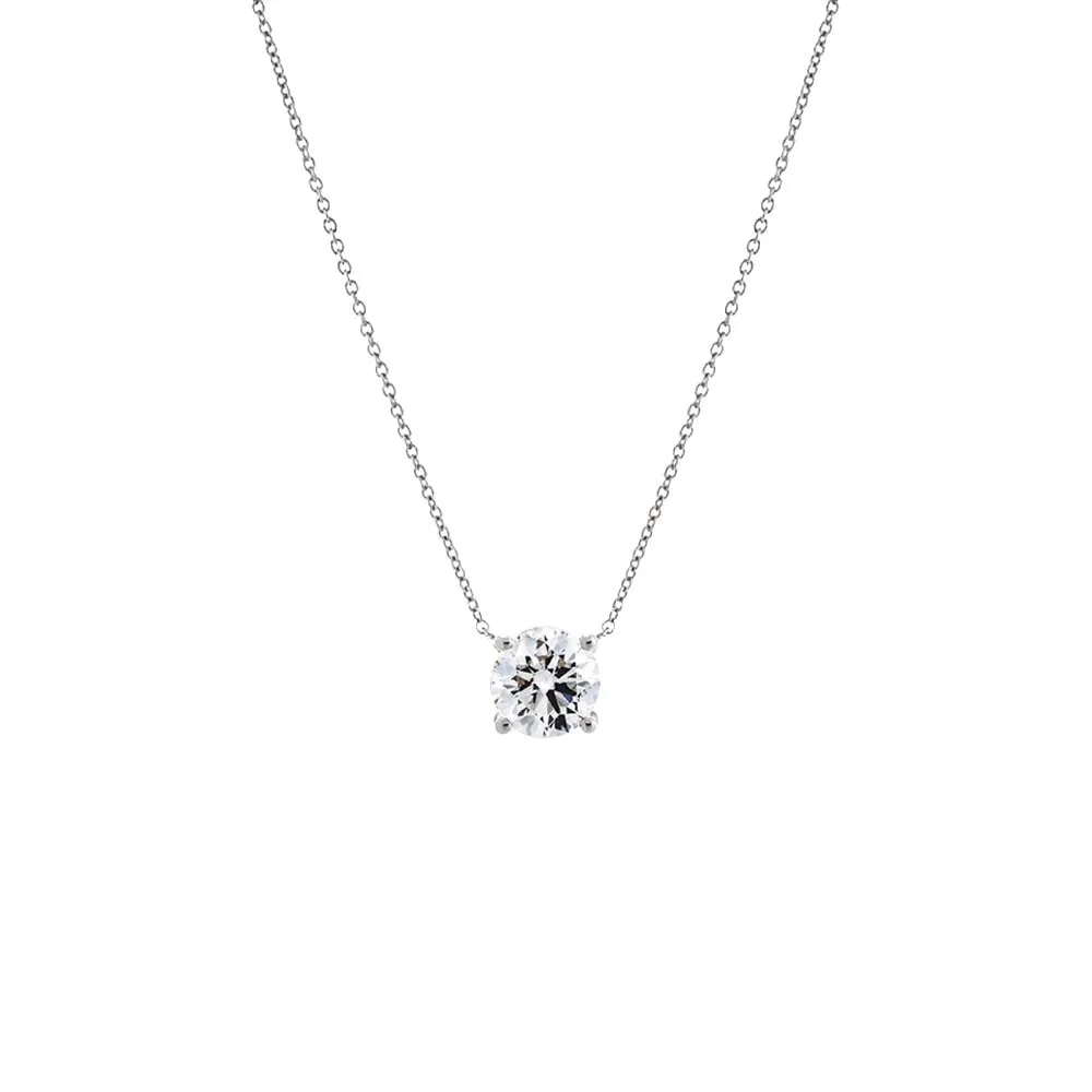 Lab Grown Diamond Round Solitaire Necklace 14K