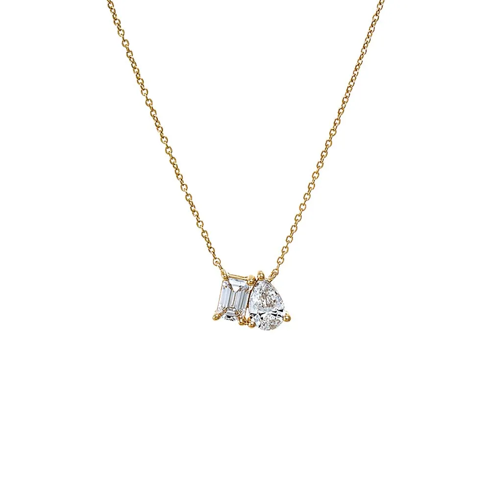 Lab Grown Diamond Toi E Moi Pendant Necklace 14K