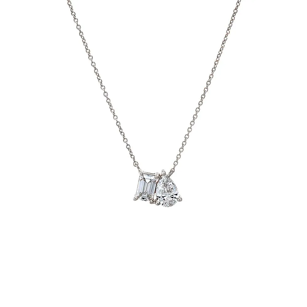 Lab Grown Diamond Toi E Moi Pendant Necklace 14K