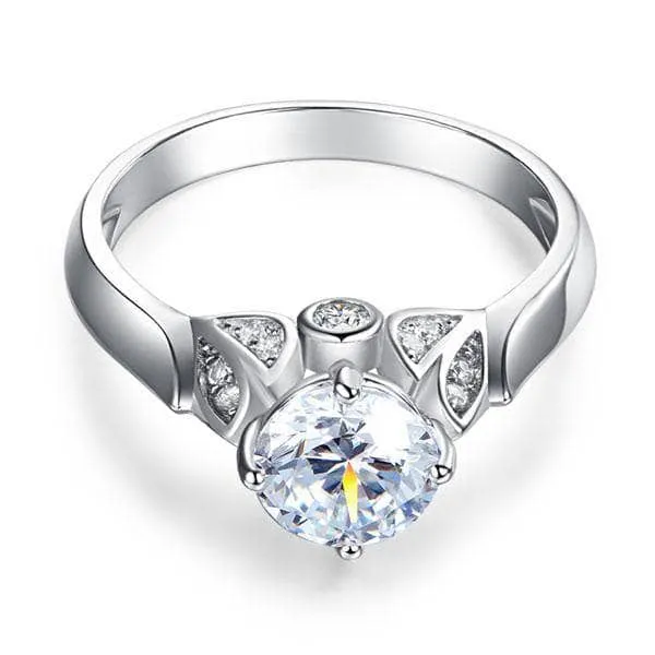 Leaf Style 1.25 Ct Round Diamond Engagement Ring