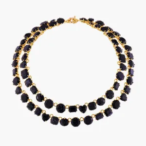 Les Nereides Deep Sparkling Blue Two Row La Diamantine Luxurious Necklace