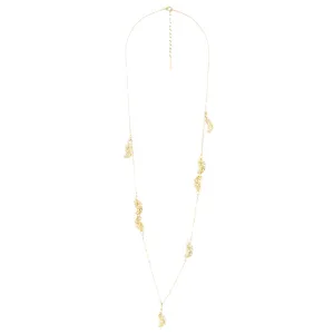 Les Nereides Golden Swan Feathers Long Necklace