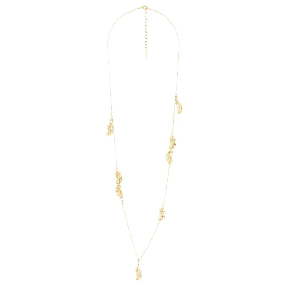 Les Nereides Golden Swan Feathers Long Necklace