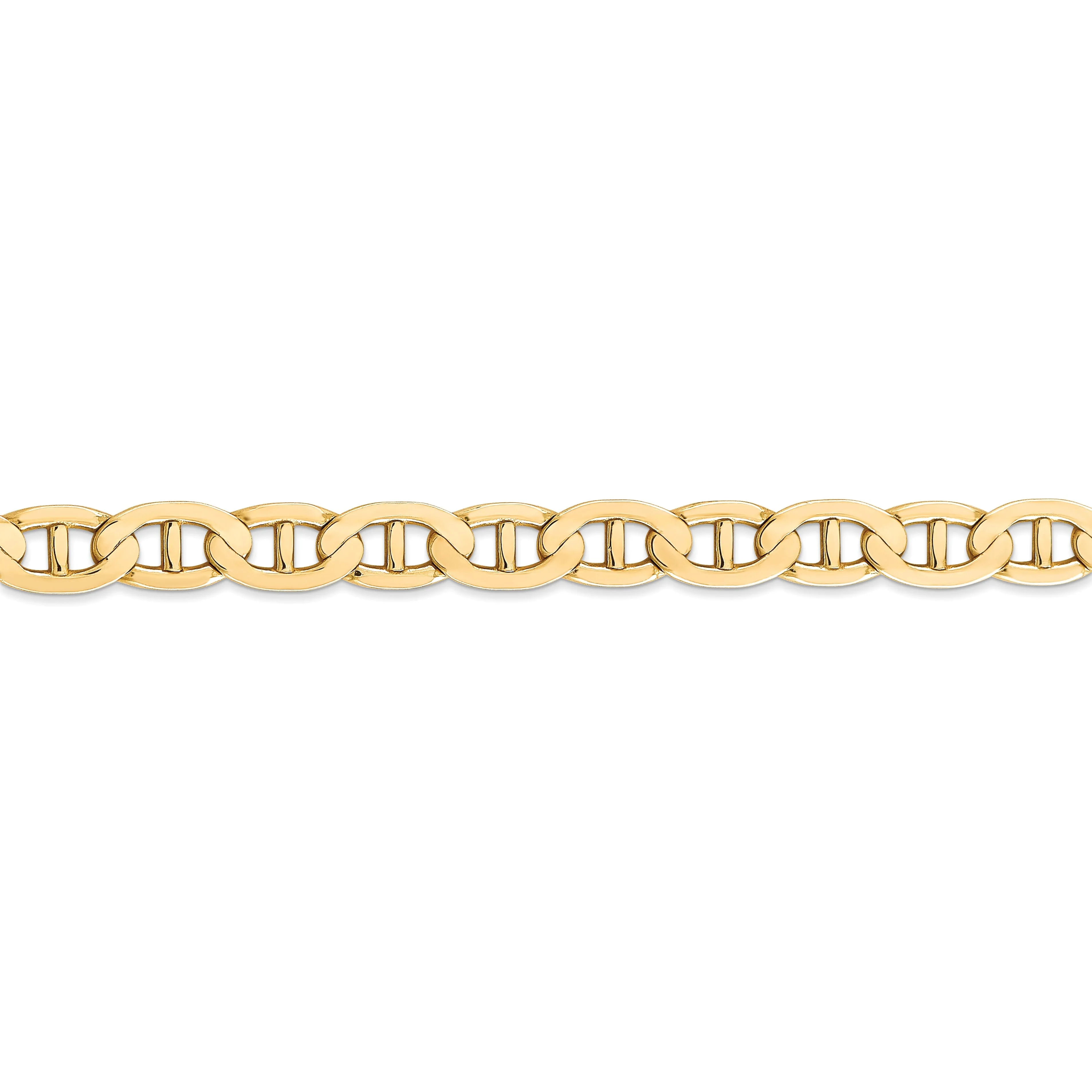 Leslie 14k Yellow Gold 7mm Concave Anchor Chain