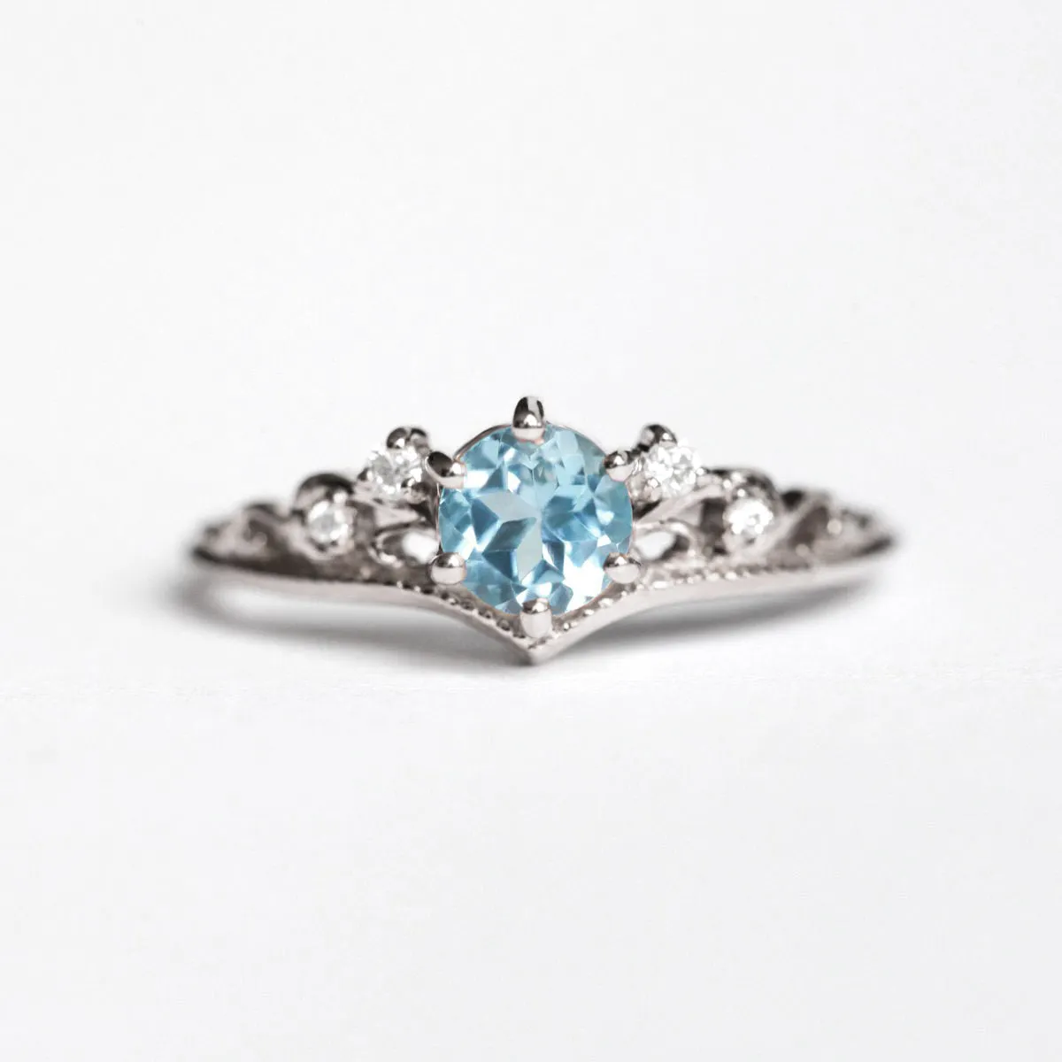 Lorna Vintage Solitaire ring with Swiss Blue Topaz
