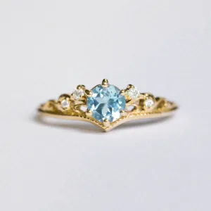 Lorna Vintage Solitaire ring with Swiss Blue Topaz