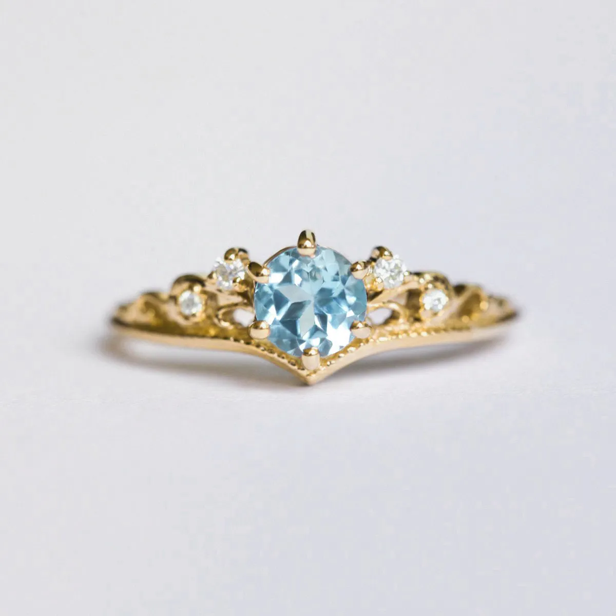 Lorna Vintage Solitaire ring with Swiss Blue Topaz