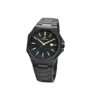 Luca Barra Gents Watch in Black IP Steel, Black Dial and IP Gold Details