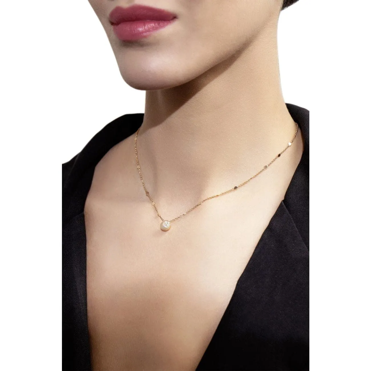 Luce 18K Rose Gold Diamond Moon Station Necklace