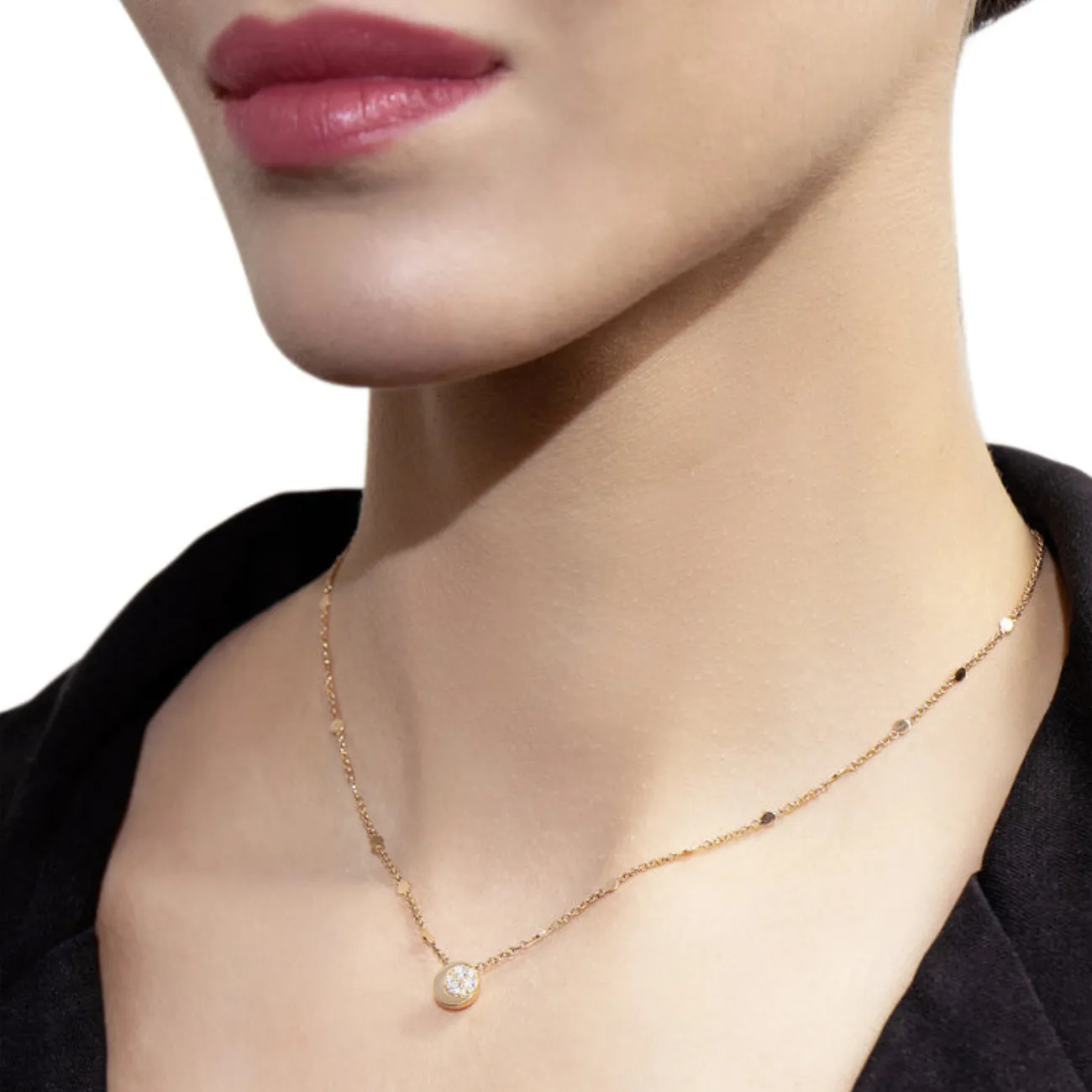 Luce 18K Rose Gold Diamond Moon Station Necklace