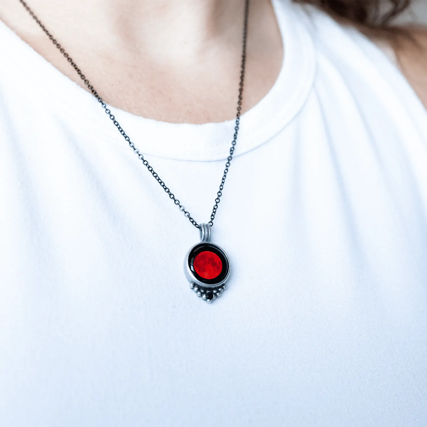 Lunar Eclipse Classic Necklace with Black Crystal