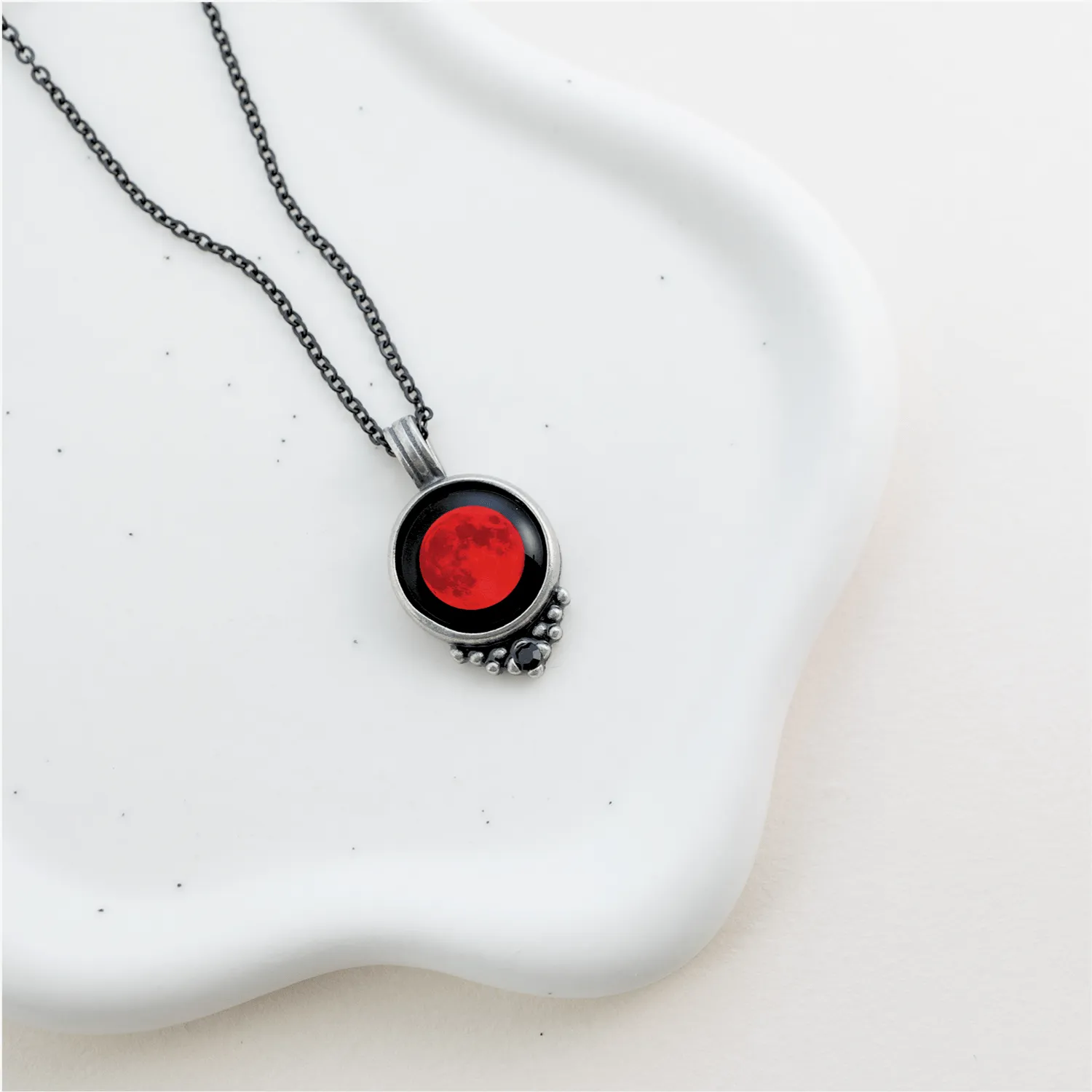 Lunar Eclipse Classic Necklace with Black Crystal