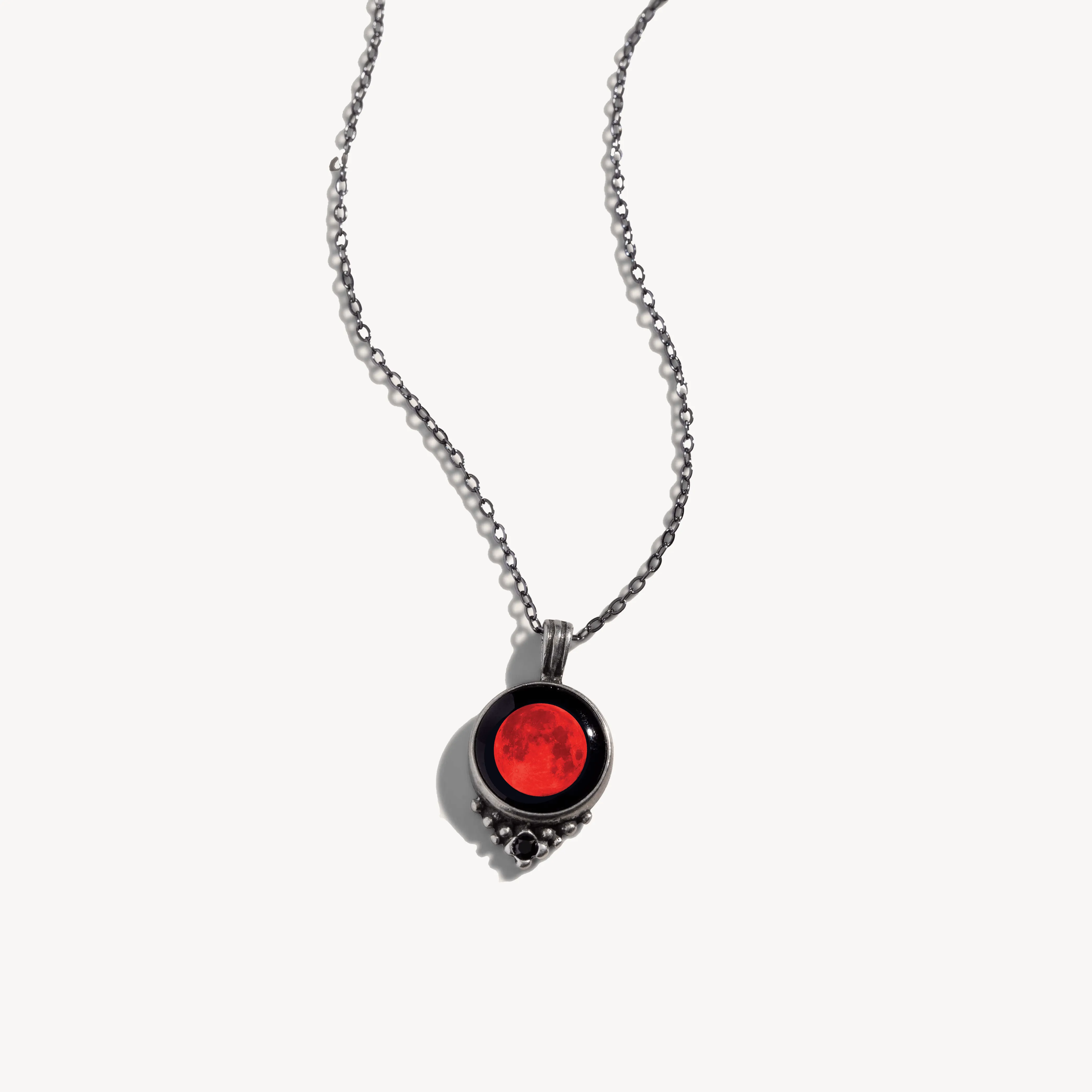 Lunar Eclipse Classic Necklace with Black Crystal