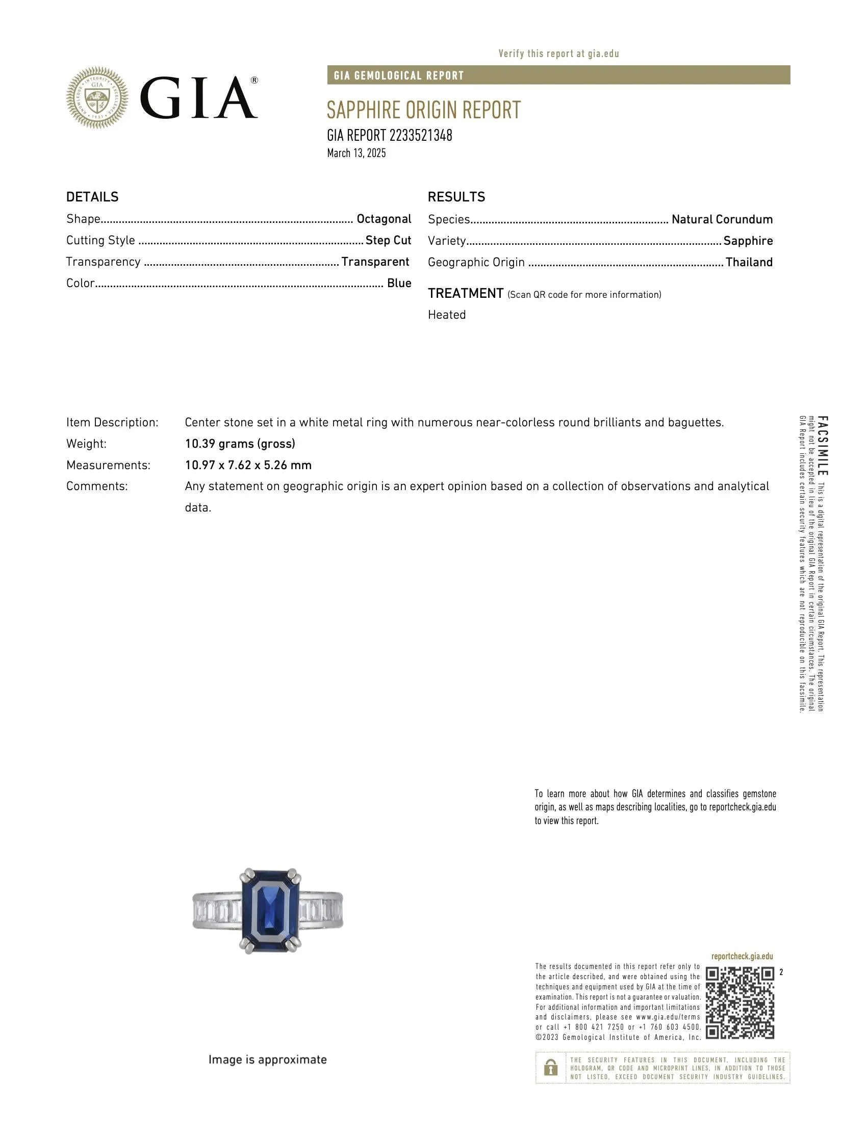 Luxurious Royal Blue Emerald Cut Sapphire & Baguette Diamond Ring in Platinum