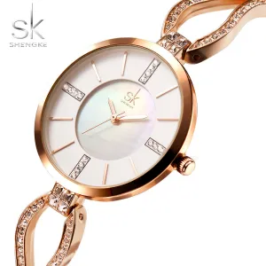 Luxury Brand Women Watches Diamond Dial Bracelet Wristwatch For Girl Elegant Ladies Quartz Watch Female Dress Watch SK