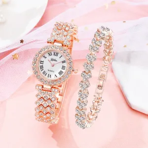 Luxury Diamond Watch with Roman Numerals