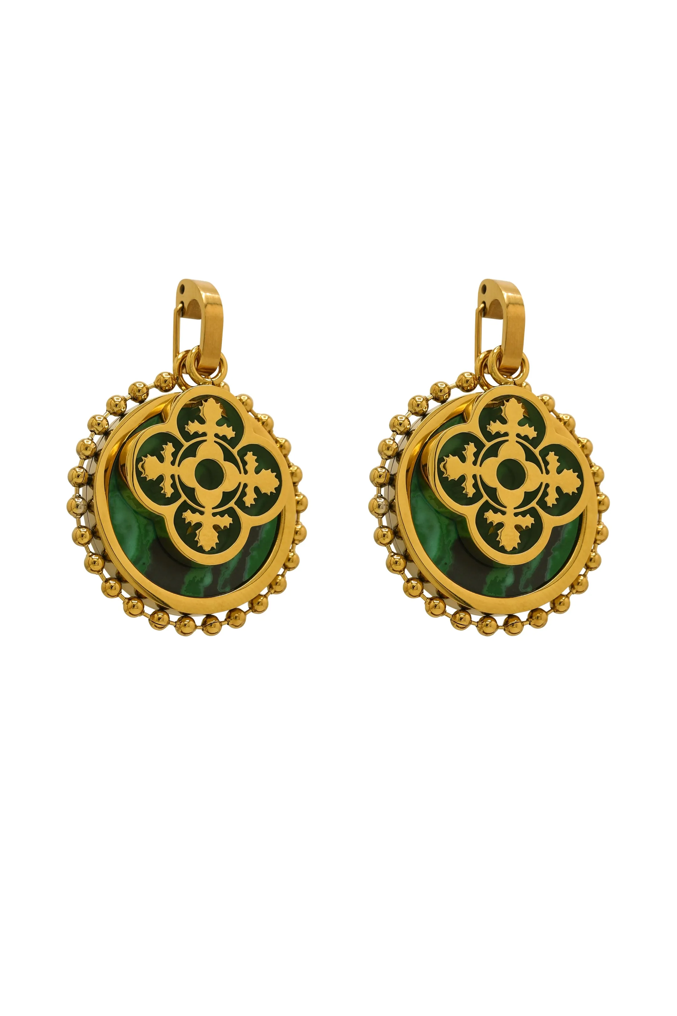 Malachite Stone Pendant Earring Set
