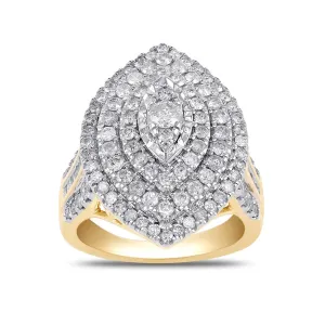 Marquise Shape Ring with 1.50ct of Diamonds in 9ct Yellow Gold