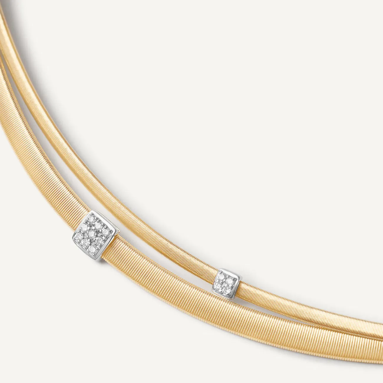 Masai 18K Yellow Gold 2 Strand Diamond Station Collar Necklace