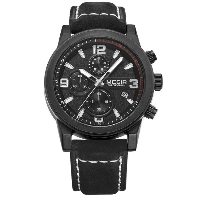 Megir Mens Watches Top Brand Luxury Leather Chronograph Sport Male Clock Mens Watches Top Brand Luxury 2018 Relogio Masculino