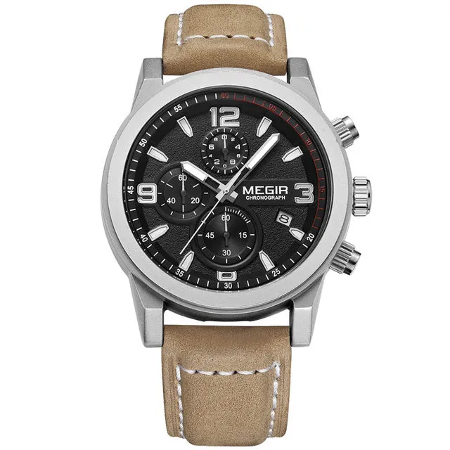 Megir Mens Watches Top Brand Luxury Leather Chronograph Sport Male Clock Mens Watches Top Brand Luxury 2018 Relogio Masculino