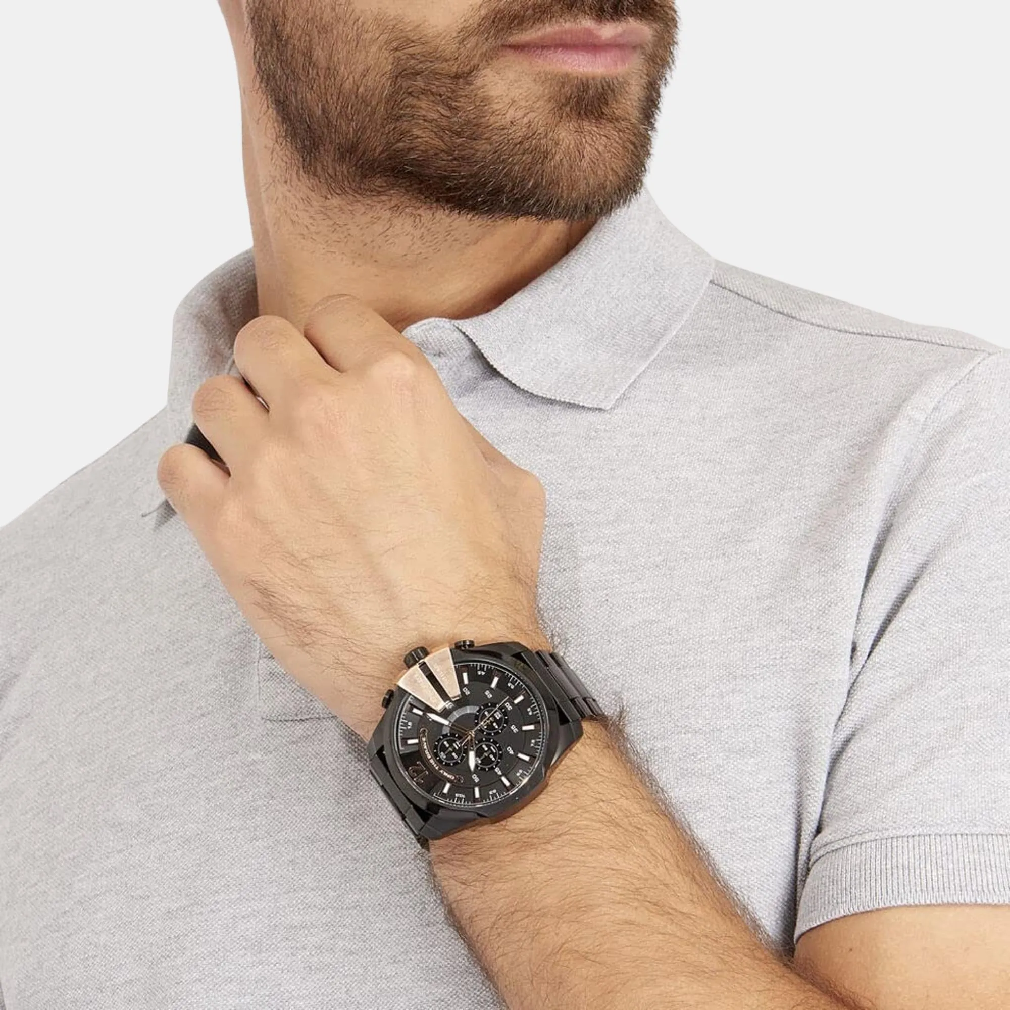 Men's Black Chronograph Stainless Steel Watch DZ4309