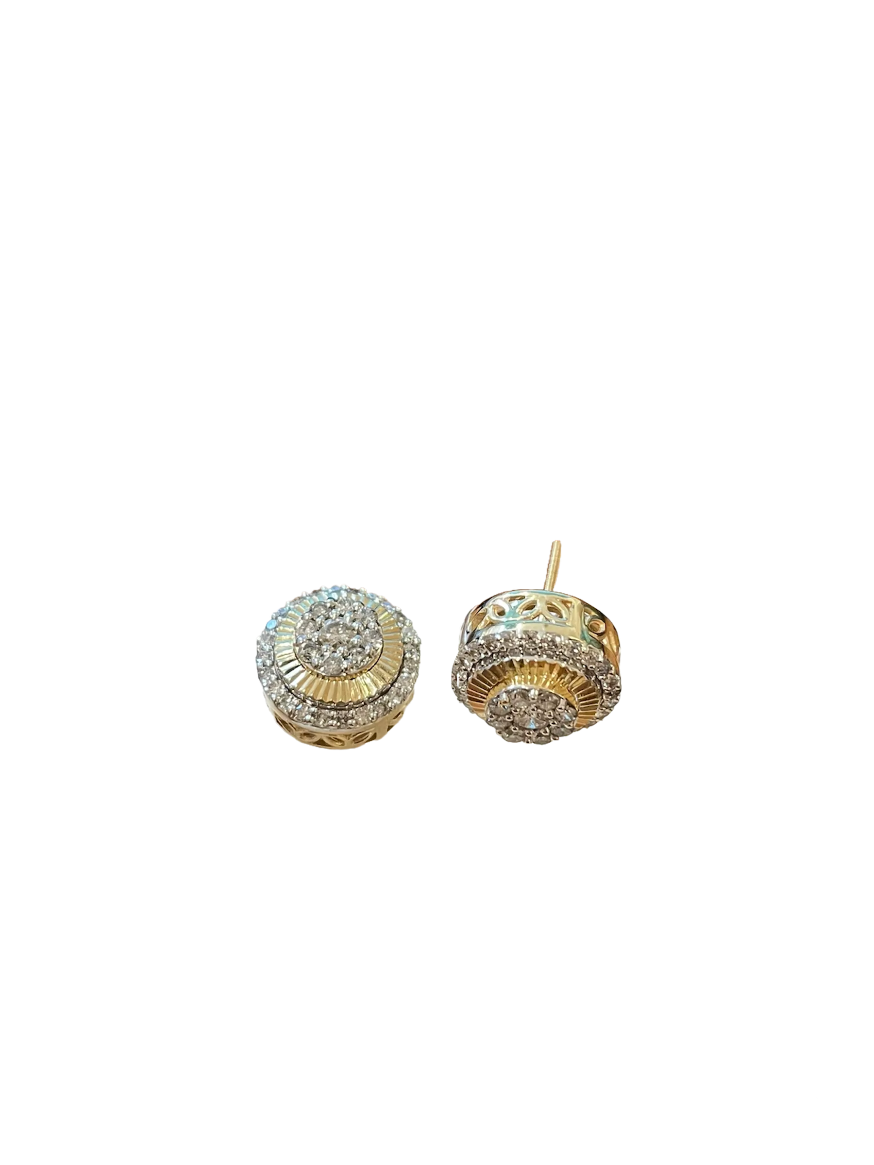 Men's Round Diamond Stud Earrings - 1.00 Carats in 10KT Yellow Gold